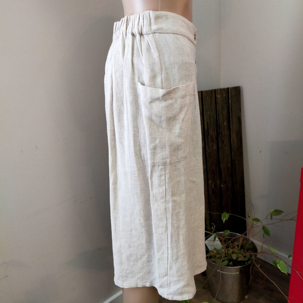 Shopkeepers Cottage linen skirt Cream Artisan Button Down Cotton Blend Midi - Picture 4 of 11